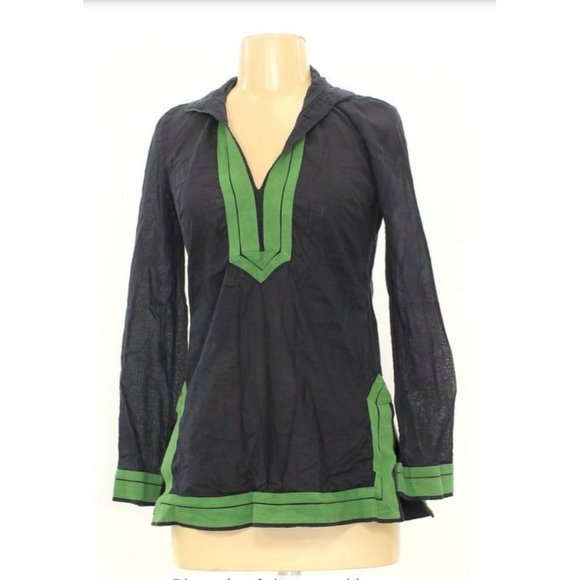 Tory Burch Women Sail to Sable Blue & Green Tunic - 2 - Picture 3 of 8